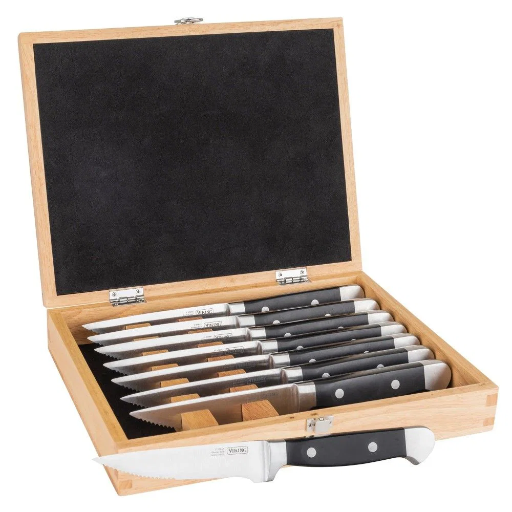 404939989ca Viking Steakhouse Stainless Steel Steak Knife Set | 8-Piece - Image 1