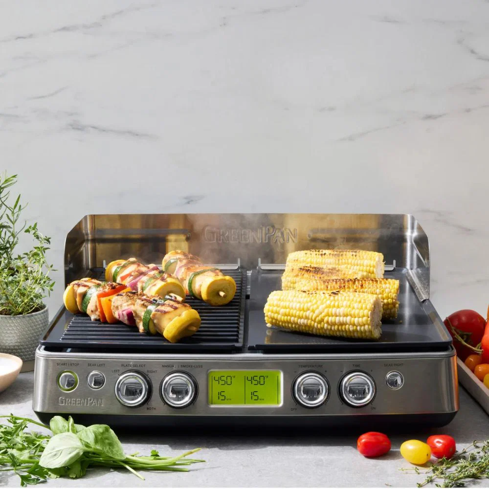 GreenPan Elite Extra Large Smoke-Less Grill & Griddle – Stainless Steel - Image 3